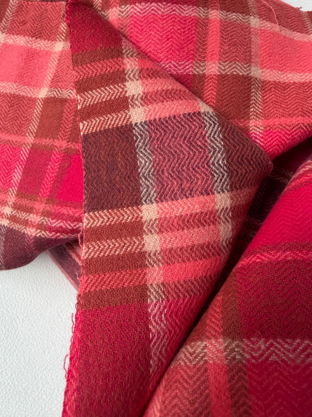 Chevron Plaid Cranberry- Highlands Flannel- Art Gallery AGF- Yarn Dyed Cotton- 44” Wide