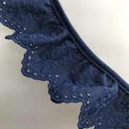 Navy Flowers and Bows Eyelet- Broderie Anglaise- Lace Trim 5297