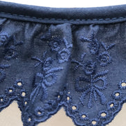 Navy Flowers and Bows Eyelet- Broderie Anglaise- Lace Trim 5297