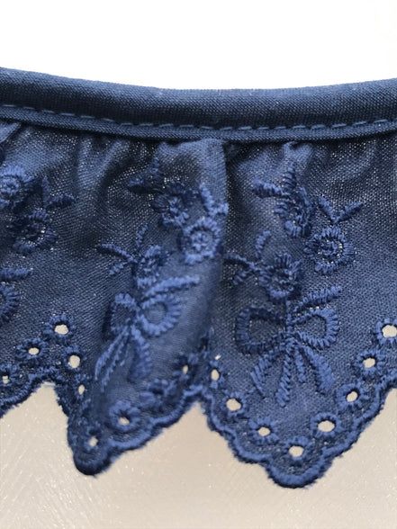 Navy Flowers and Bows Eyelet- Broderie Anglaise- Lace Trim 5297
