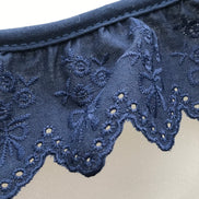 Navy Flowers and Bows Eyelet- Broderie Anglaise- Lace Trim 5297