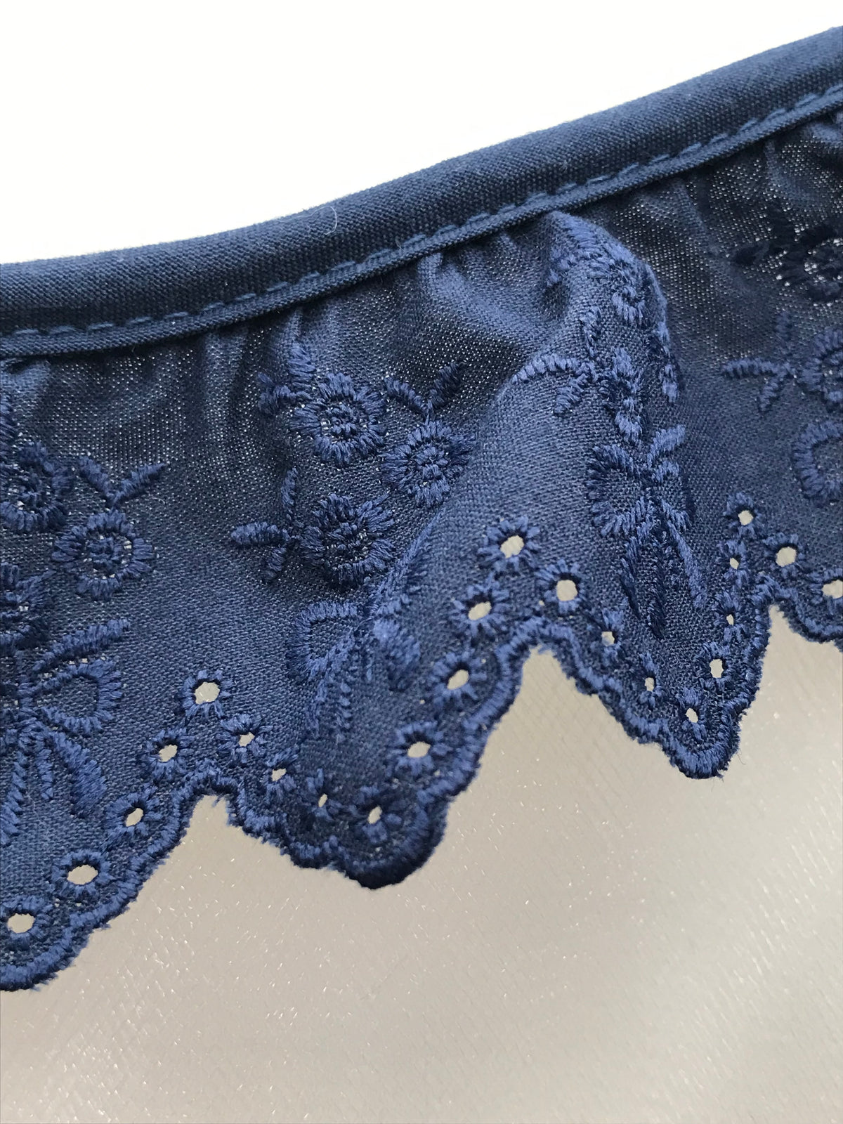 Navy Flowers and Bows Eyelet- Broderie Anglaise- Lace Trim 5297