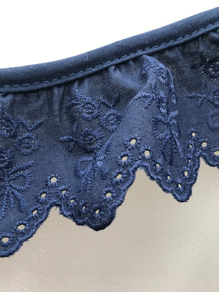 Navy Flowers and Bows Eyelet- Broderie Anglaise- Lace Trim 5297