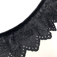 Black Flowers and Bows Eyelet- Broderie Anglaise- Lace Trim 5297