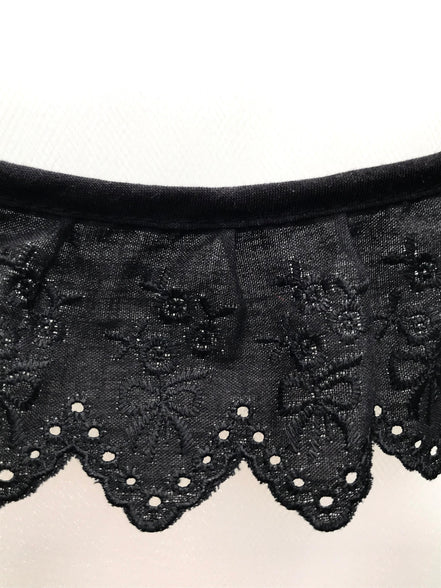 Black Flowers and Bows Eyelet- Broderie Anglaise- Lace Trim 5297