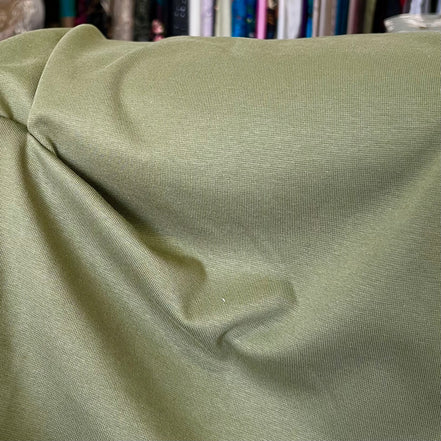 Green “Olive” Avalon 1x1 Rib Knit Cotton Fabric- 68” Wide