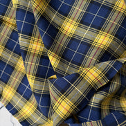 Sevenberry: Red, Dark Blue, Yellow Classic Plaid Twill- Lightweight Cotton- 57” Wide