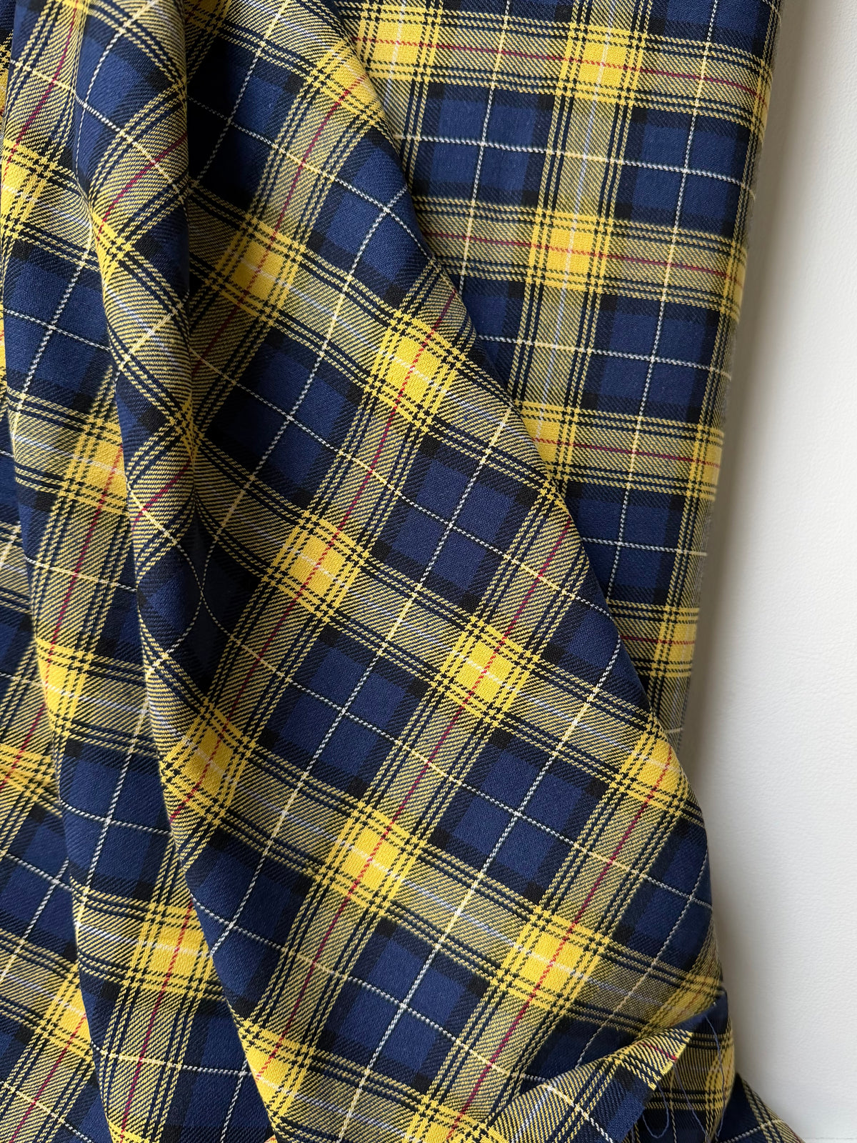 Sevenberry: Red, Dark Blue, Yellow Classic Plaid Twill- Lightweight Cotton- 57” Wide