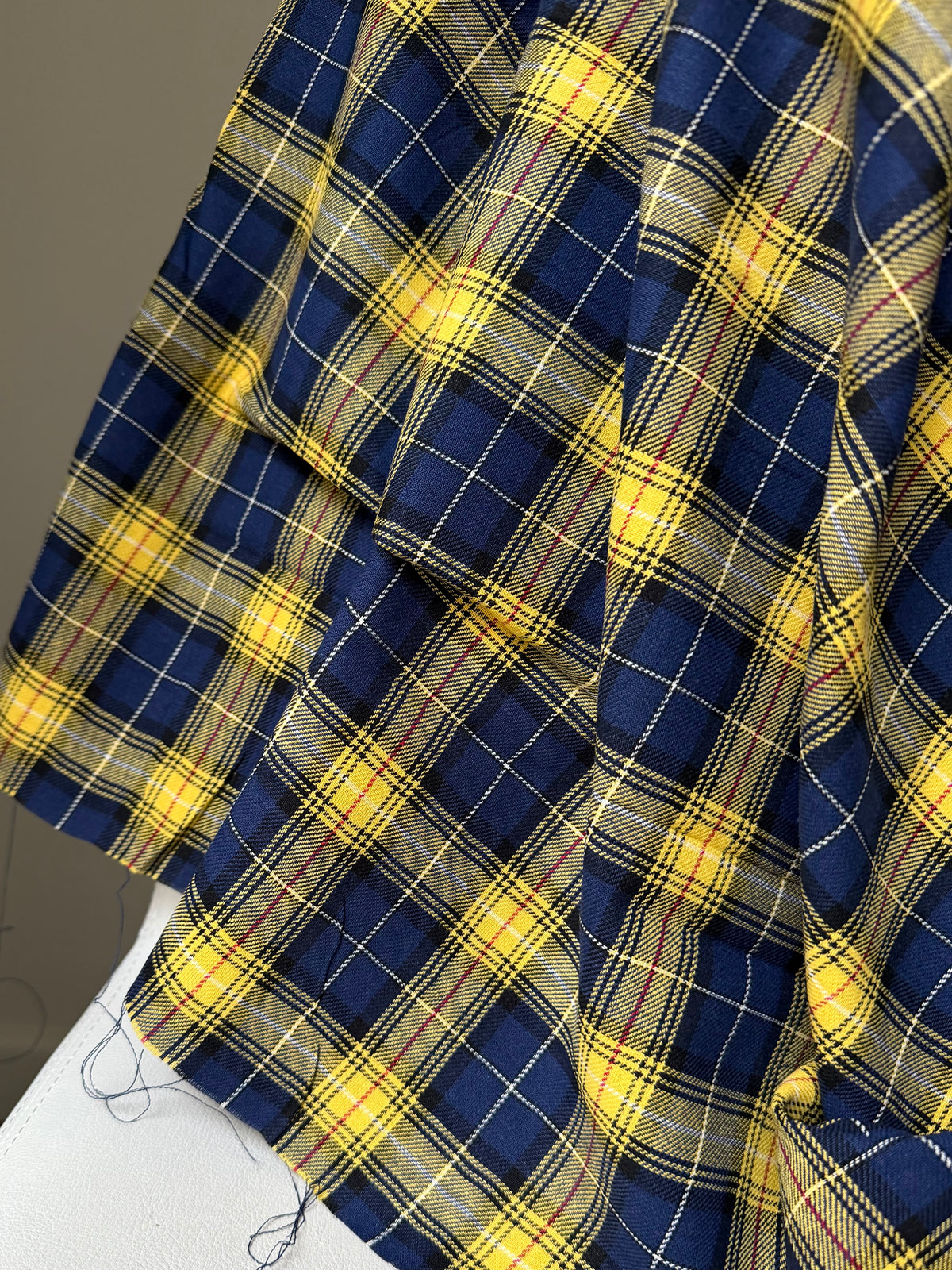 Sevenberry: Red, Dark Blue, Yellow Classic Plaid Twill- Lightweight Cotton- 57” Wide