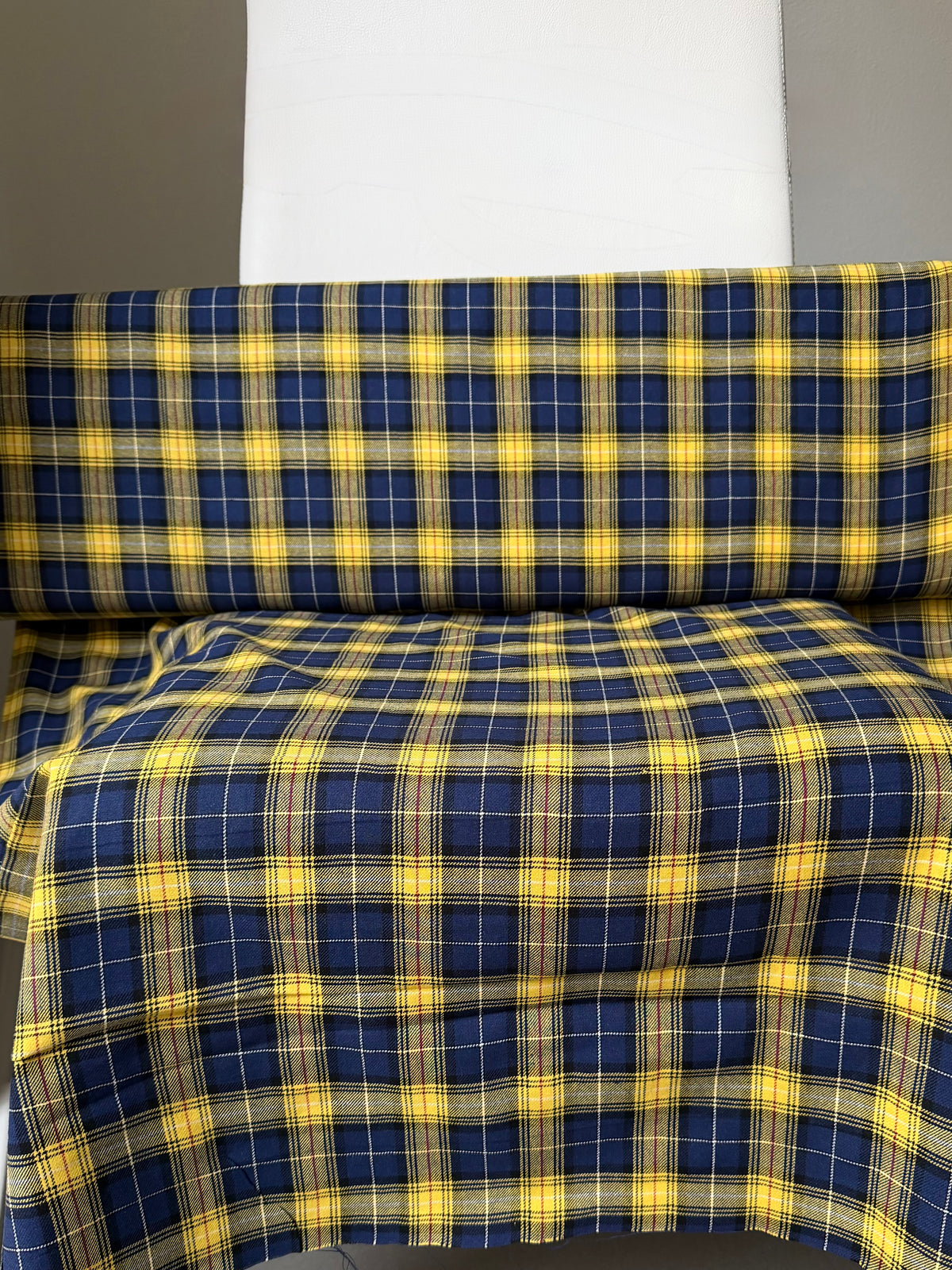 Sevenberry: Red, Dark Blue, Yellow Classic Plaid Twill- Lightweight Cotton- 57” Wide