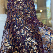 Gold on Eggplant French Chantilly Lace- 37