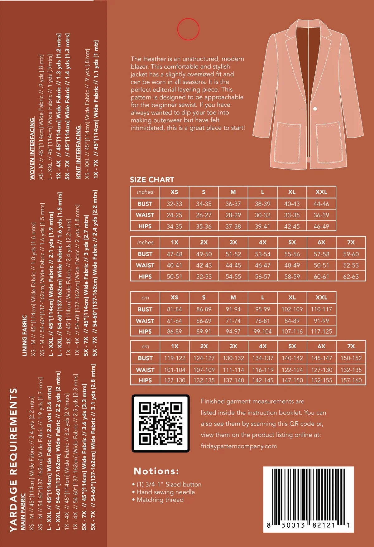 Heather Blazer Paper Pattern- Friday Pattern Co.