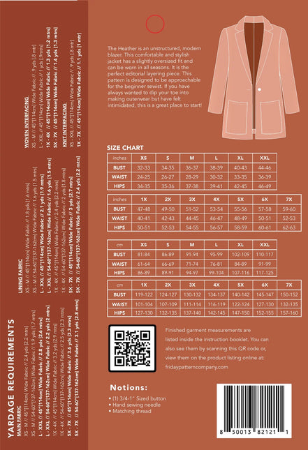 Heather Blazer Paper Pattern- Friday Pattern Co.