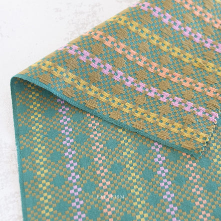 Woven Cotton Fabric- “Mosaic- Melon”- Lucky Loom- Fableism- 44” Wide
