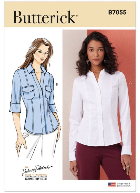 Butterick B7055 Sewing Pattern Shirts with Princess Seams by Tammie Pontsler for Palmer/Pletsch- Sizes 8-16