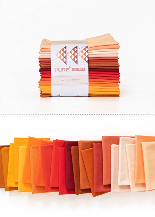 Harvesting Edition Fat Quarter Bundle- AGF Solids- 22 Colors (Red, Peach, Yellow, Brown)