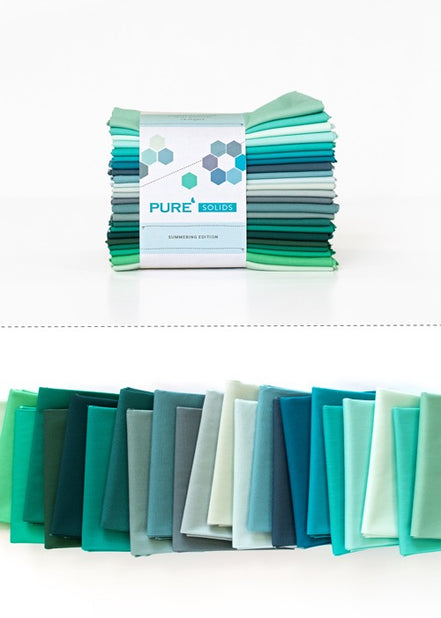 Summering Edition Fat Quarter Bundle- AGF Solids- 23 Colors (Green, Blue)