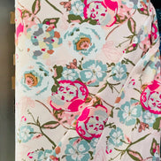 Pink, Fuchsia, Green and Gray Floral Jersey Knit Cotton Fabric- 
