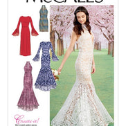 McCall's Sewing Pattern Misses' Column and Trumpet Dresses with Bodice and Sleeve Variations- M7569- 6-8-10-12-14