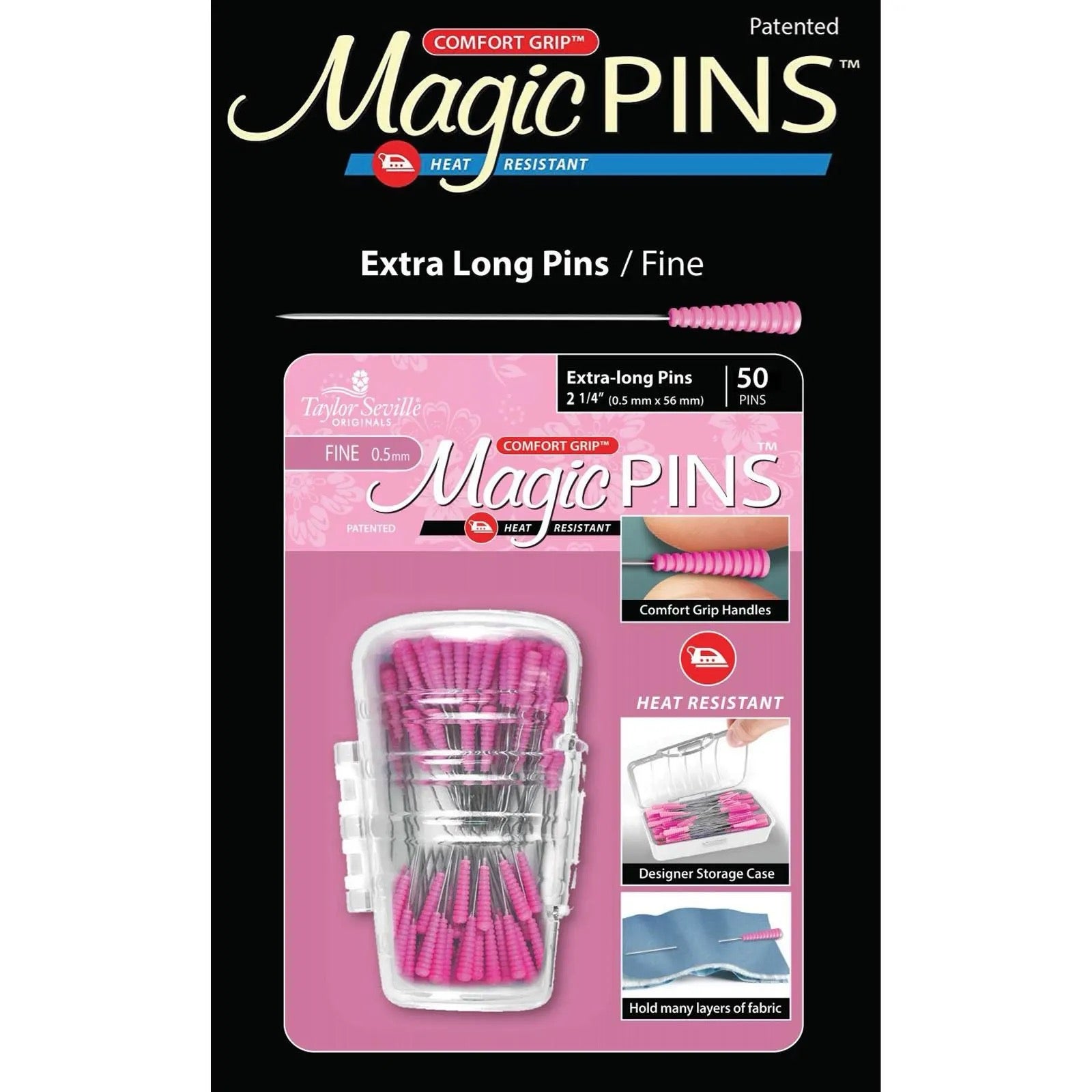 Magic PINS- Extra Long Pins- FINE- 2-1/4” (50 or 100 Count)- Taylor Seville