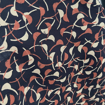 Windy Night- Rust (Red-Brown), Ecru on Dark Navy- Viscose- Atelier Brunette France