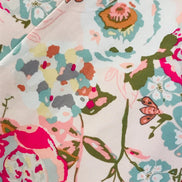 Pink, Fuchsia, Green and Gray Floral Jersey Knit Cotton Fabric- 