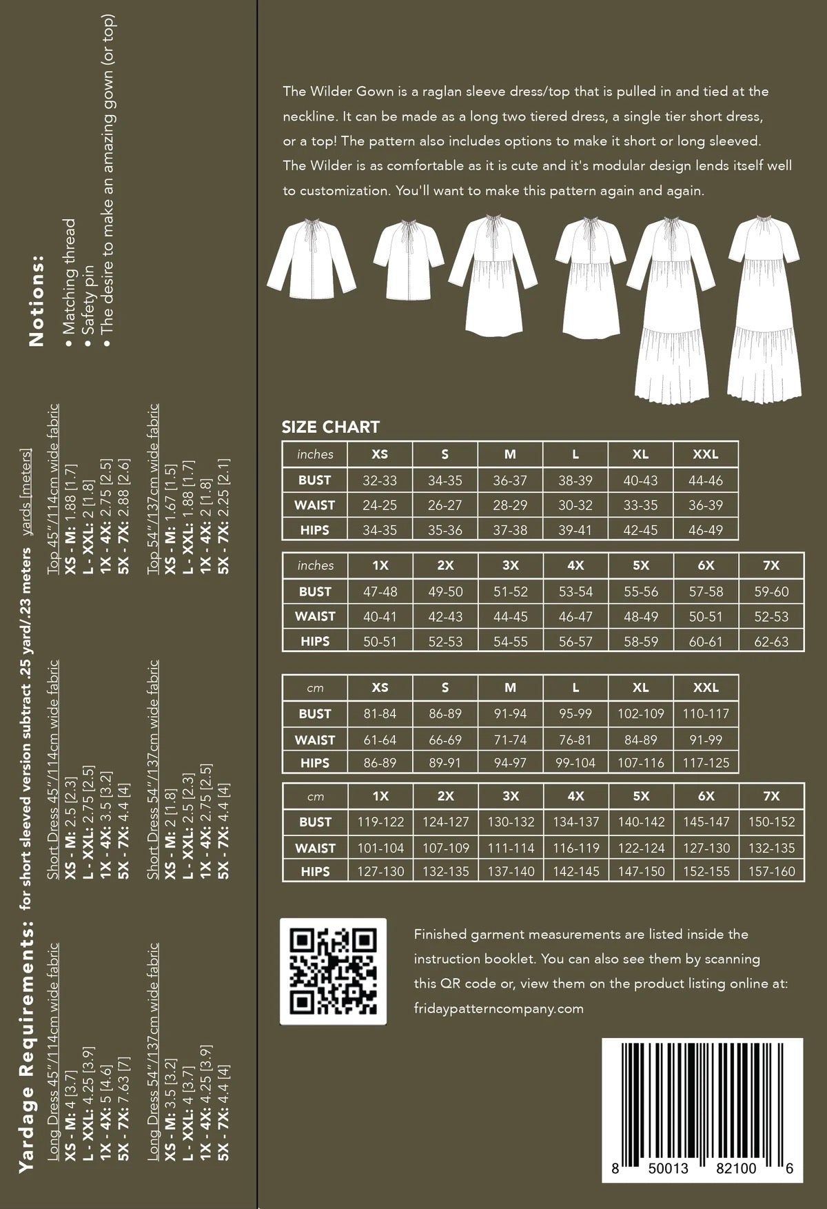 Wilder Gown Paper Pattern- Friday Pattern Co.