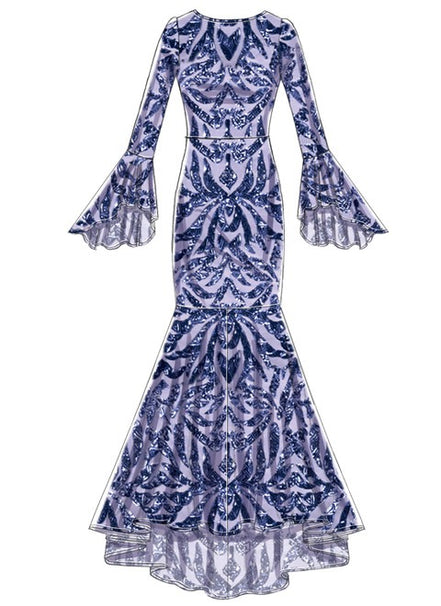 McCall's Sewing Pattern Misses' Column and Trumpet Dresses with Bodice and Sleeve Variations- M7569- 6-8-10-12-14