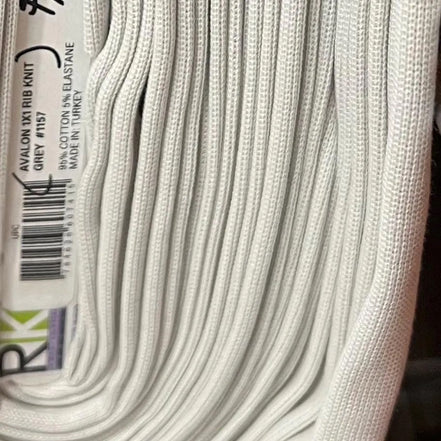 Gray Avalon 1x1 Rib Knit Cotton Fabric- 68” Wide