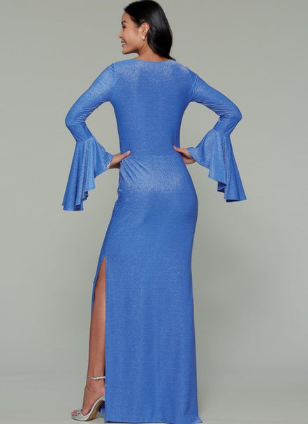 McCall's Sewing Pattern Misses' Column and Trumpet Dresses with Bodice and Sleeve Variations- M7569- 6-8-10-12-14