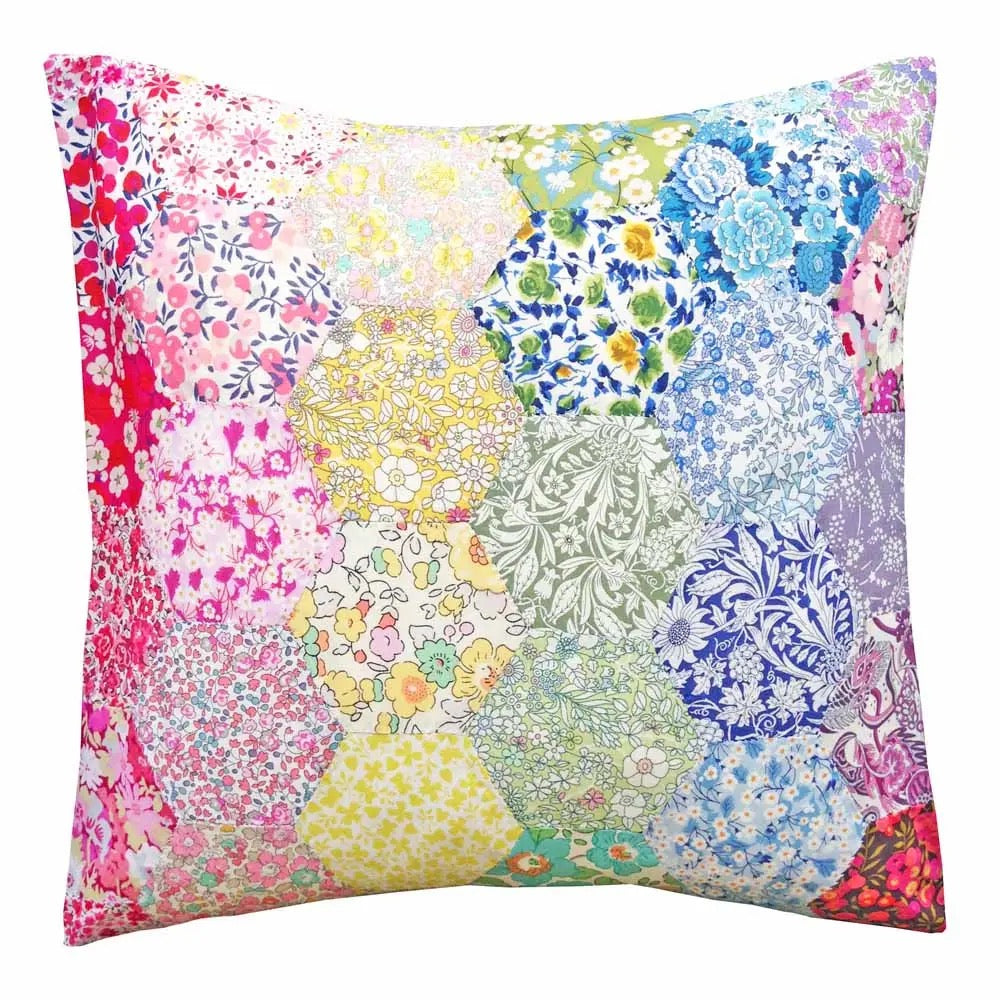 Alice Caroline- Liberty Tana Lawn® Fabric Rainbow Epp Hexagon Cushion Kit