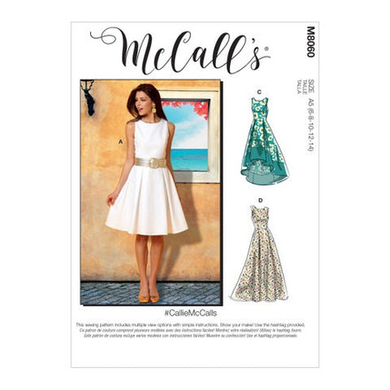 McCall's Sewing Pattern Misses' Pleated-Skirt Dresses- M8060- 6-8-10-12-14