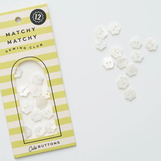 Flower Shaped Shell Buttons- Set of 12- Matchy Matchy