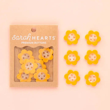 Yellow Daisy Large 1” Buttons- Sarah Hearts