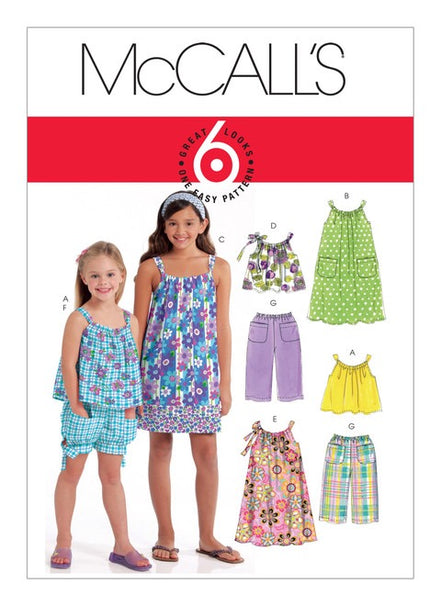 McCall's Sewing Pattern Children's/Girls' Gathered Tops, Dresses, Shorts and Pants- M5797- 3-4-5-6-