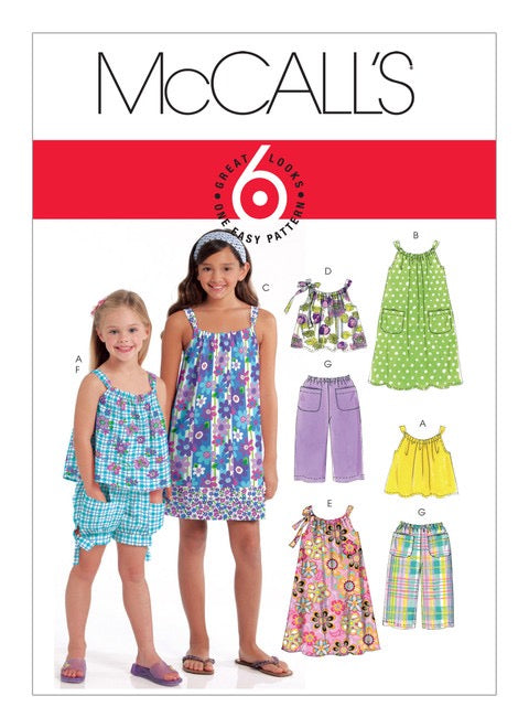 McCall's Sewing Pattern Children's/Girls' Gathered Tops, Dresses, Shorts and Pants- M5797- 3-4-5-6-