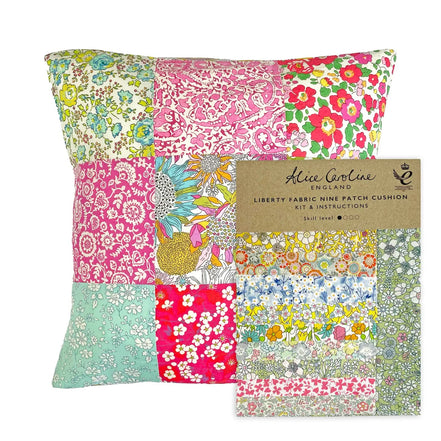Alice Caroline- Liberty Tana Lawn Fabric Mixed Colours 9 Patch Cushion Kit