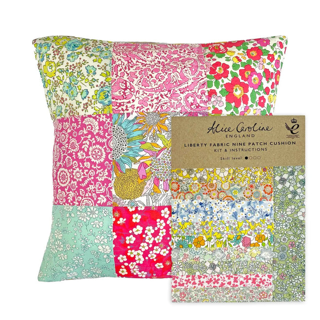 Alice Caroline- Liberty Tana Lawn Fabric Mixed Colours 9 Patch Cushion Kit