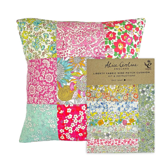 Alice Caroline- Liberty Tana Lawn Fabric Mixed Colours 9 Patch Cushion Kit