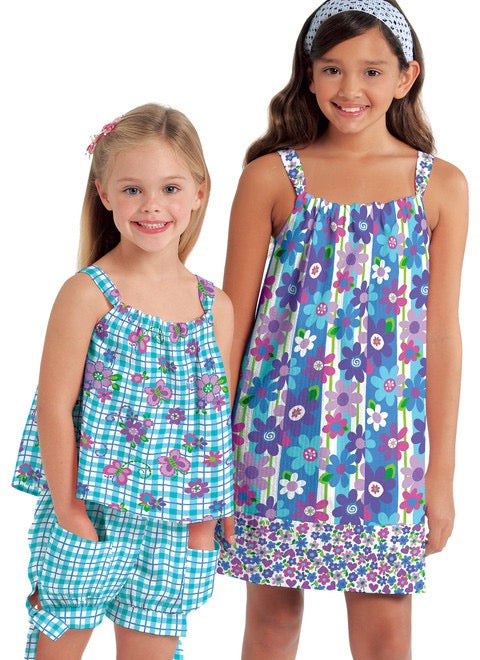 McCall's Sewing Pattern Children's/Girls' Gathered Tops, Dresses, Shorts and Pants- M5797- 3-4-5-6-