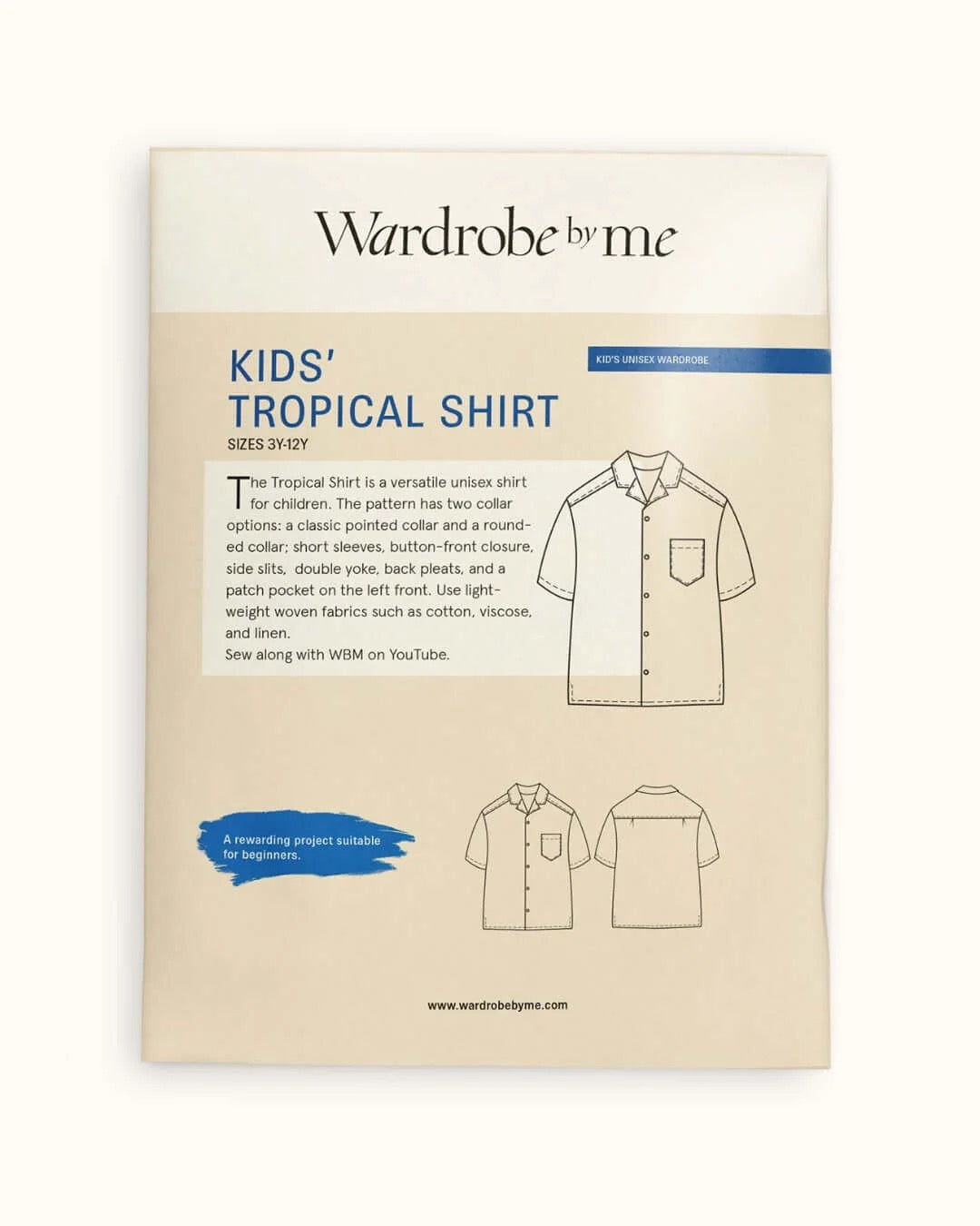 Kids' Tropical Shirt Paper Pattern- Wardrobe By Me- Sizes 3-12