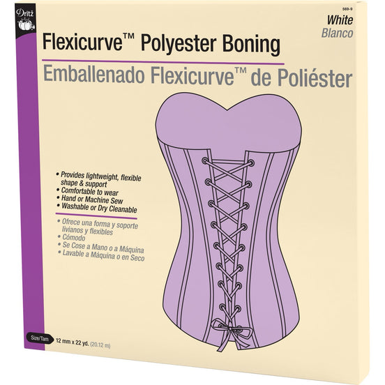 White or Black Flexicurve Boning- Dritz- By the Yard- 1/2” wide