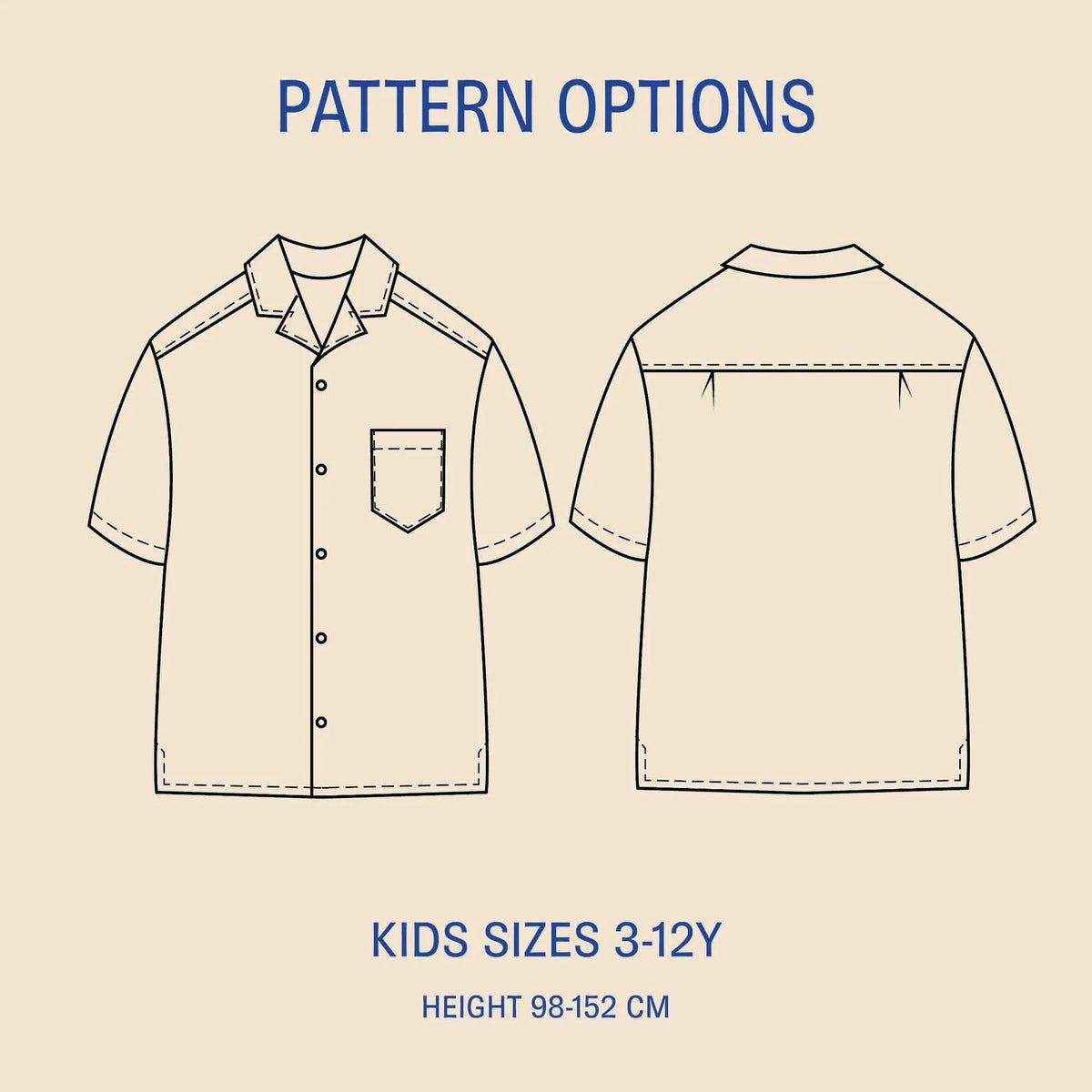 Kids' Tropical Shirt Paper Pattern- Wardrobe By Me- Sizes 3-12