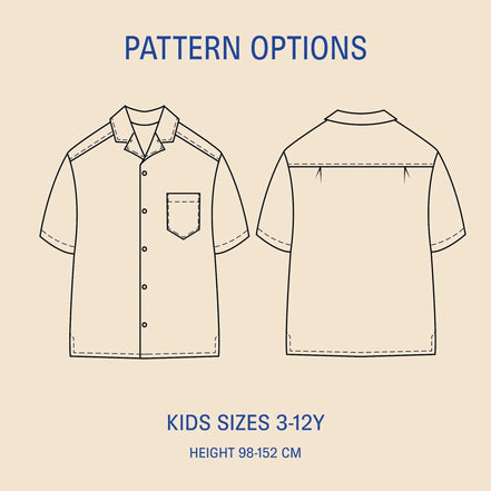 Kids' Tropical Shirt Paper Pattern- Wardrobe By Me- Sizes 3-12