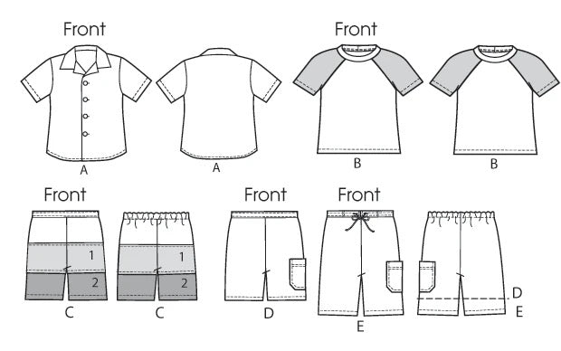 McCall's Sewing Pattern Children's/Boys' Shirt, Top and Shorts- M6548- (3-4-5-6), (7-8-10-12-14)