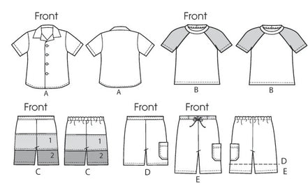 McCall's Sewing Pattern Children's/Boys' Shirt, Top and Shorts- M6548- (3-4-5-6), (7-8-10-12-14)