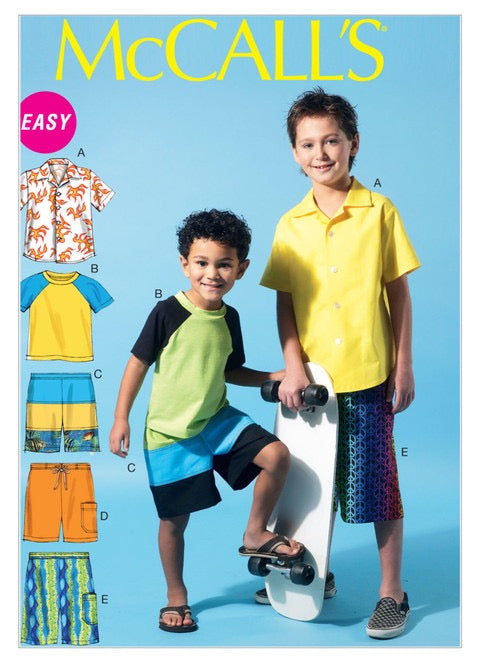 McCall's Sewing Pattern Children's/Boys' Shirt, Top and Shorts- M6548- (3-4-5-6), (7-8-10-12-14)