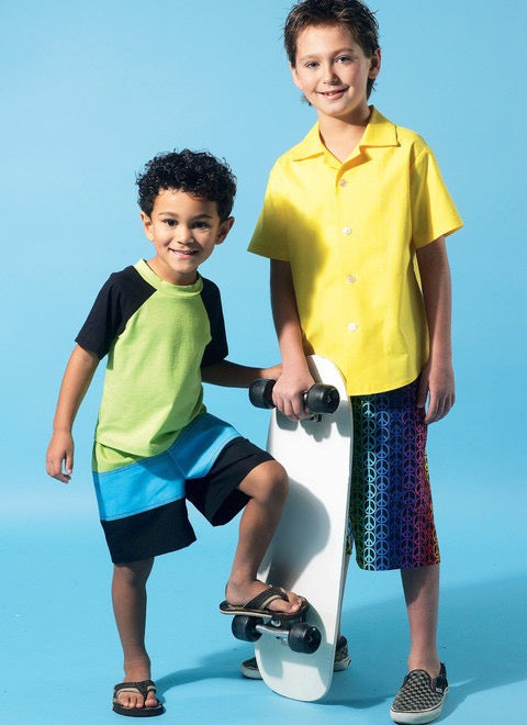 McCall's Sewing Pattern Children's/Boys' Shirt, Top and Shorts- M6548- (3-4-5-6), (7-8-10-12-14)