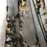 Dark Goldenrod, Black, and Gold Embroidery on Black Tulle- 52