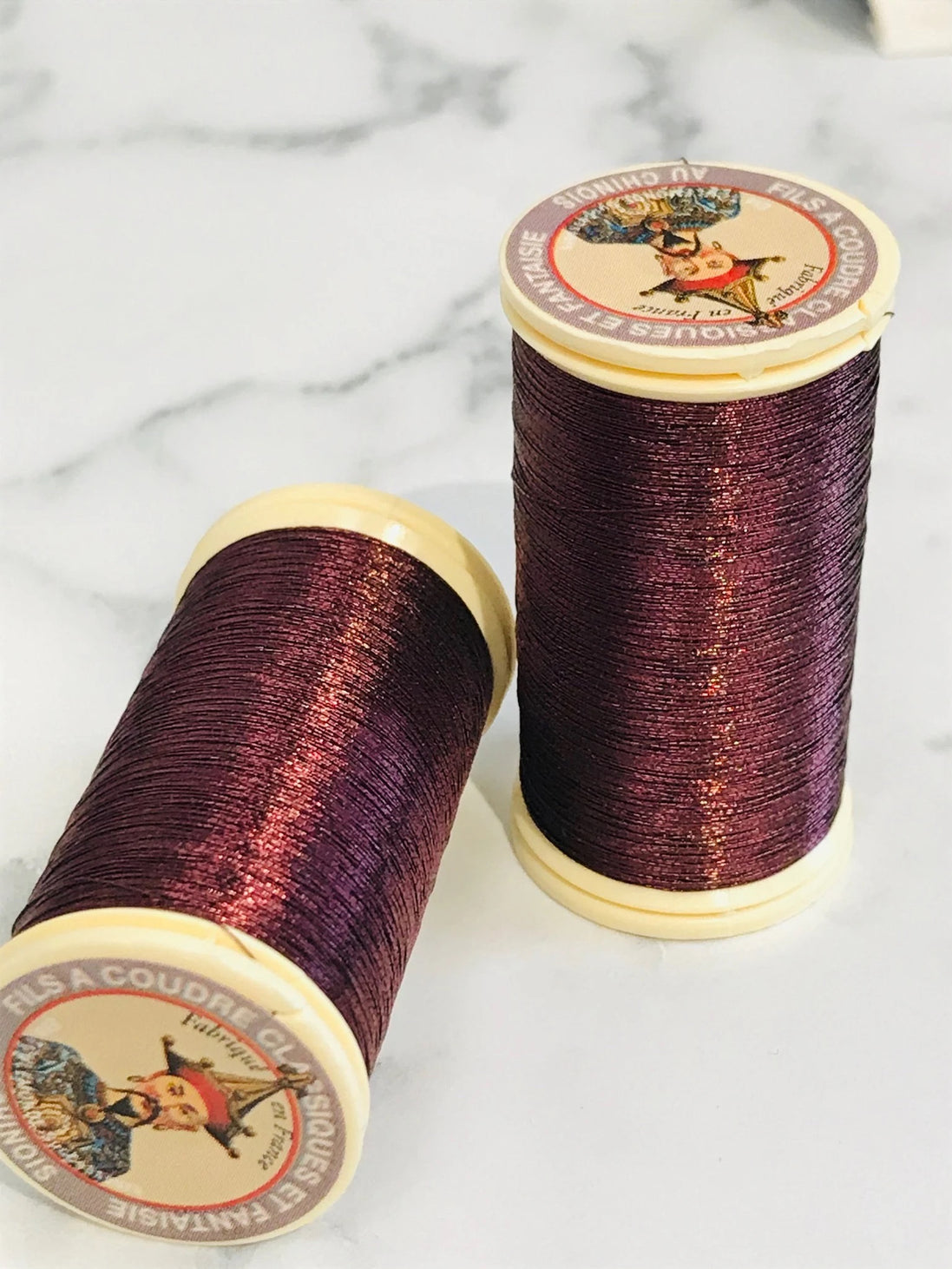 Sajou No. 255- Burgundy- Metallic Thread- Fil au Chinois- Spool (100m)